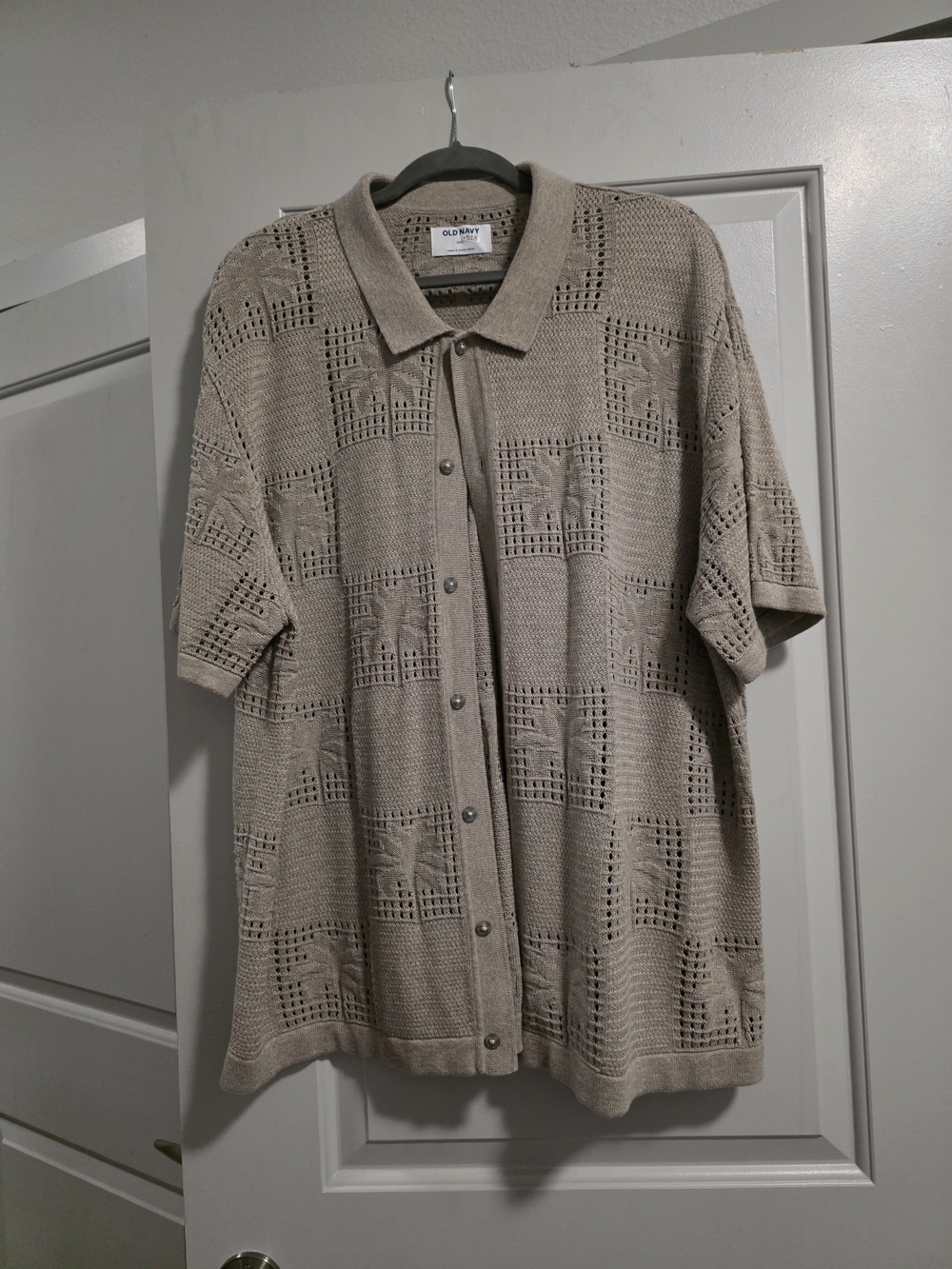 Men's Old Navy Knit Button-Up Polo Cardigan — Beige